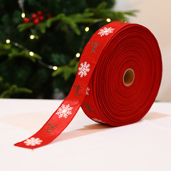 Cross-border wholesale Christmas gingham ribbons reindeer snowflake ribbon bow decoration materials Christmas tree decoration items