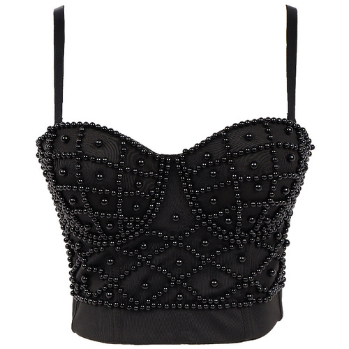 Factory direct sales pearl camisole women's outer wear ins fashionable back exposed navel sexy short tube top women's summer