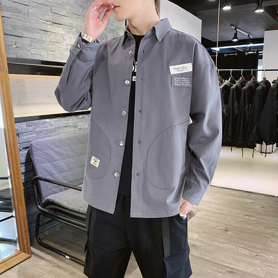 Long sleeve shirt Korean Edition Easy Lapel coat 2020 new pattern Teenagers fashion work clothes pure cotton shirt