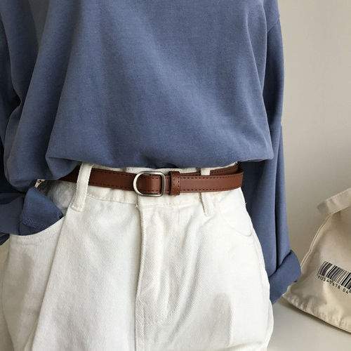 Internet celebrity same style thin belt for women simple non-hole Korean style student jeans belt for women black ins style cool