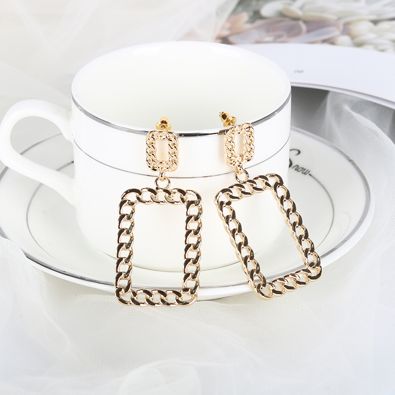 New S925 Silver Needle Stud Chain Buckle Long Alloy Earrings For Women display picture 6