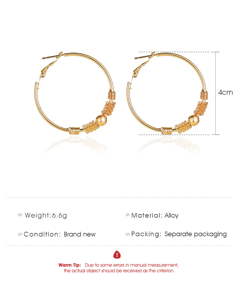 Korean Fashion Sense Of Fake Winding Bead Earrings Temperament Simple Geometric Hollow Circle Earrings Ear Buckle Wholesale display picture 1