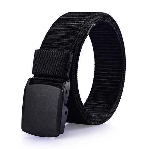 Plastic buckle tactical canvas belt, nylon outdoor military training unisex outer belt, metal-free security belt