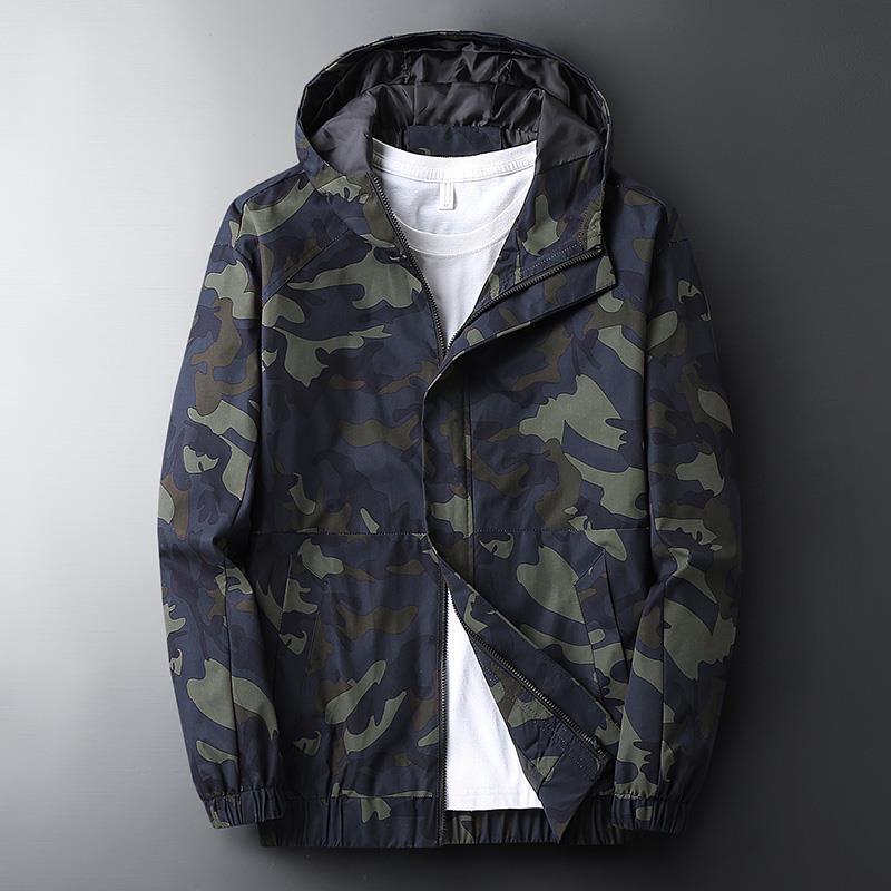 European and American Style Camouflage Jacket for Men, Workwear Casual Men's Hooded Coat, Spring and Autumn Sports Top, Men's American Style Clothing