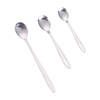 Stainless steel round spoon honey spoon coffee stir spoon long -handle short round head gift dessert sediment sediment sediment sediment logo