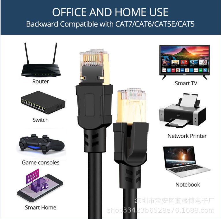 Class 8 network jumper CAT8 network cable Class 8 high-speed 40GB network cable router 3 twisted pair fiber 5G cable Class 8 network jumper CAT8 network cable Class 8 high-speed 40GB network cable router 3 twisted pair fiber 5G cable