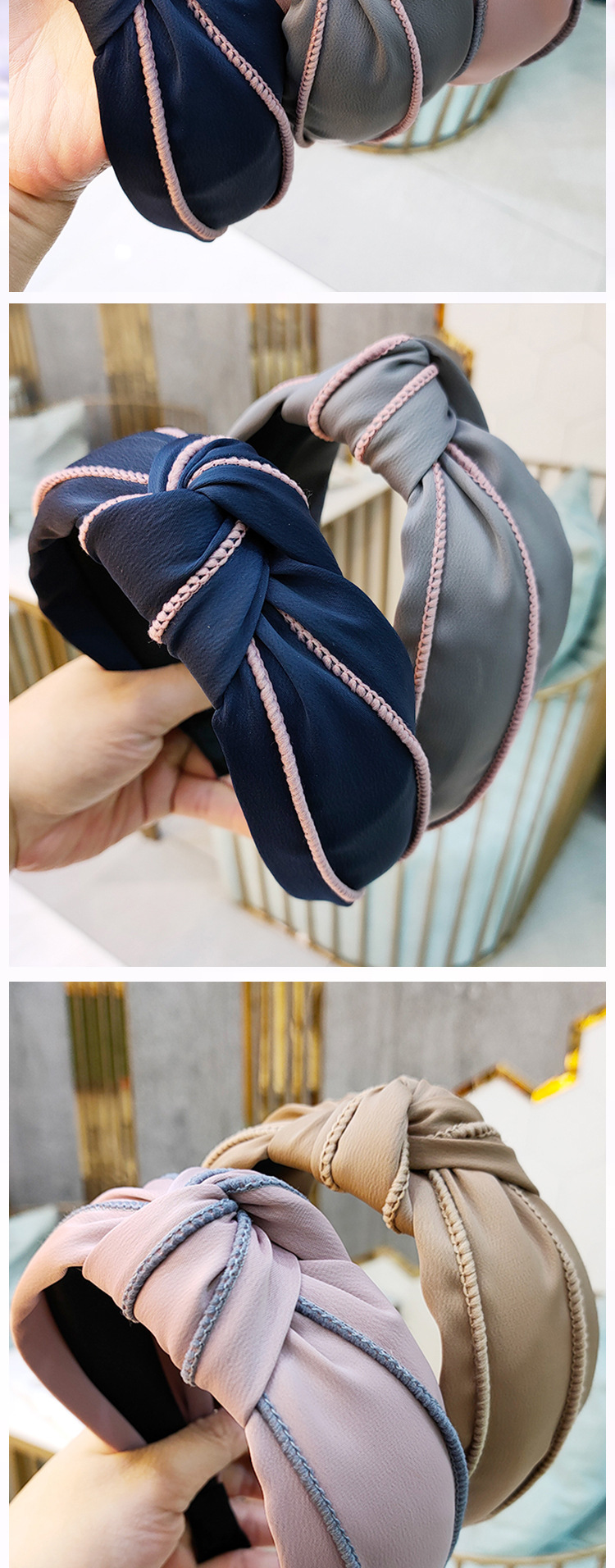 Fashion Hot Sale Korean Wide-brimmed Fabric Knotted Headband Style Simple Headband  Wholesale Nihaojewelry display picture 2