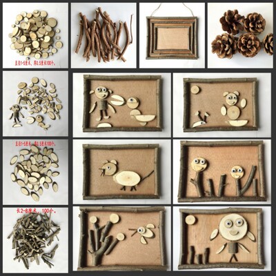Dried flowers branch decorate originality Sen family Christmas kindergarten A ring manual diy Material package Frame Echinacea Chips