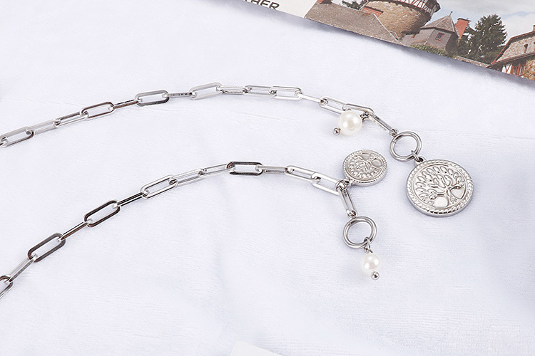 European and American New Normcore Ins Trendy Special-Interest Design Pearl Titanium Steel Womenu002