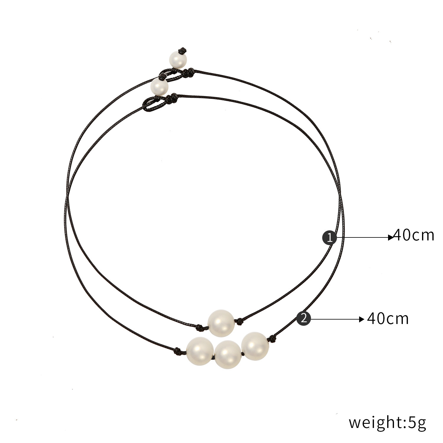 Fashion Jewelry New Accessories Pearl Wax Rope Two-piece Short Necklace Wholesale Nihaojewelry display picture 1