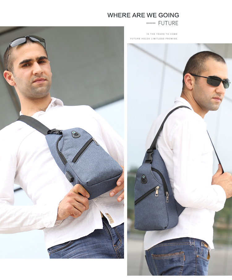Chest Bag Male Korean Canvas Casual Bag Small Backpack Fashion Shoulder Bag Messenger Bag display picture 4