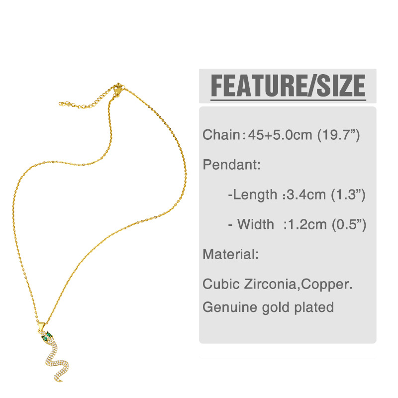 Fashion Snake Pendant Simple Diamond Niche Clavicle Copper Necklace For Women display picture 1