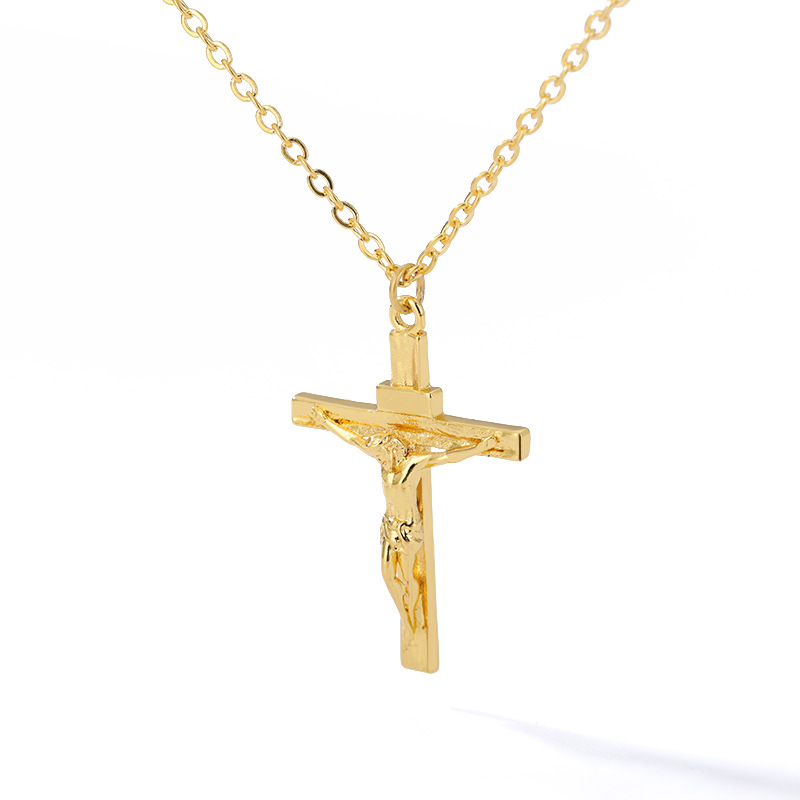 Simple Stainless Steel Jesus Cross Pendant Necklace display picture 7