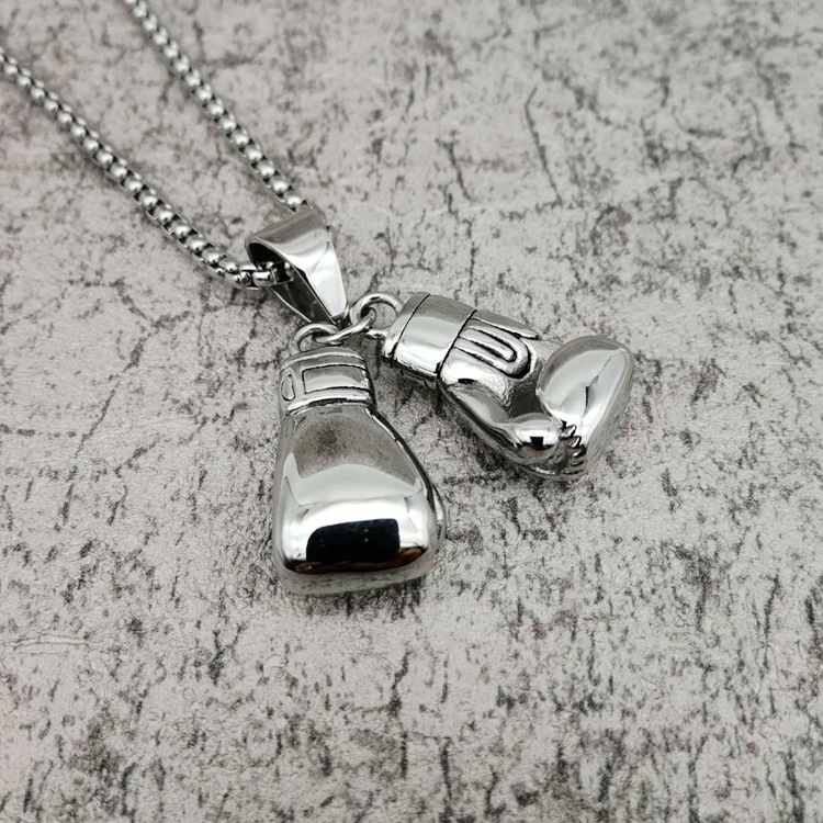 1 Piece Quantity Hip-hop Boxing Gloves Titanium Steel Necklace 1 Piece