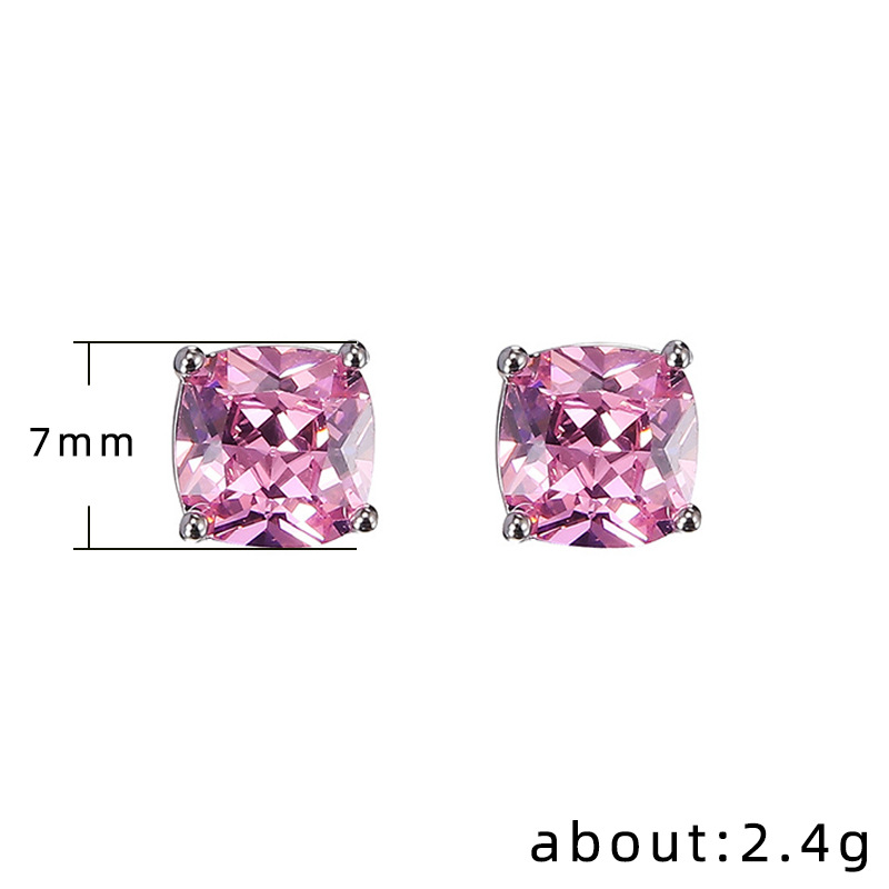 Boucles D&#39;oreilles En Cuivre Géométriques En Zircon Carré De Mode En Gros display picture 1