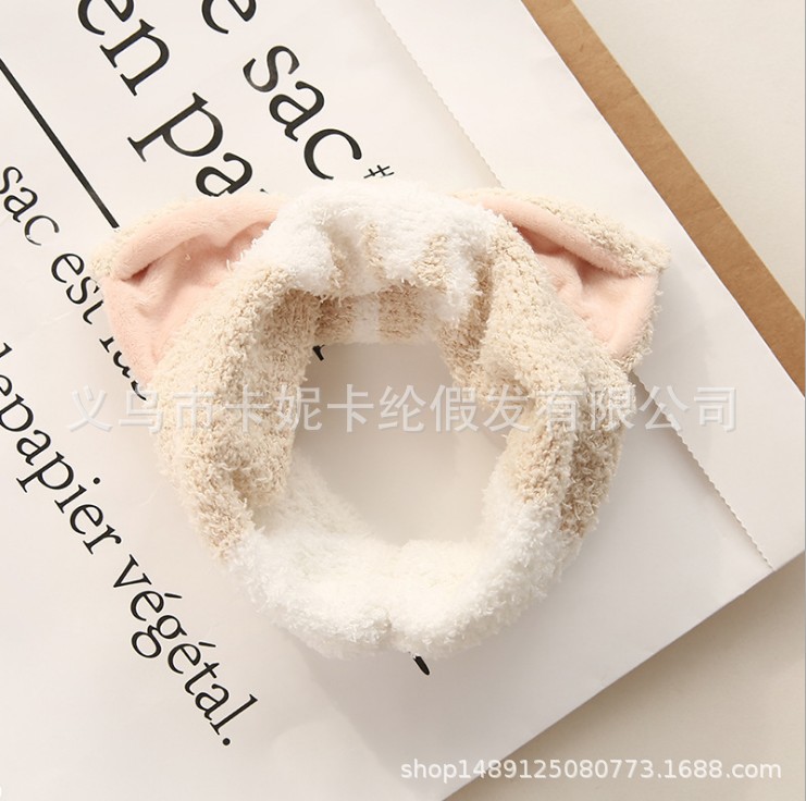 Harajuku de estilo japonés, suave, dulce, lindo, lindo, banda para el cabello, orejas de gato, cubierta para el cabello, banda para el cabello para el lavado de cara, mujer