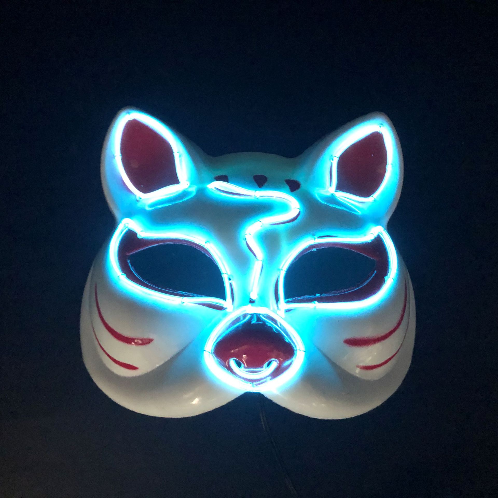 新款日式和风半脸猫发光面具 厂家直销爆款冷光线COSPLAY角色扮演