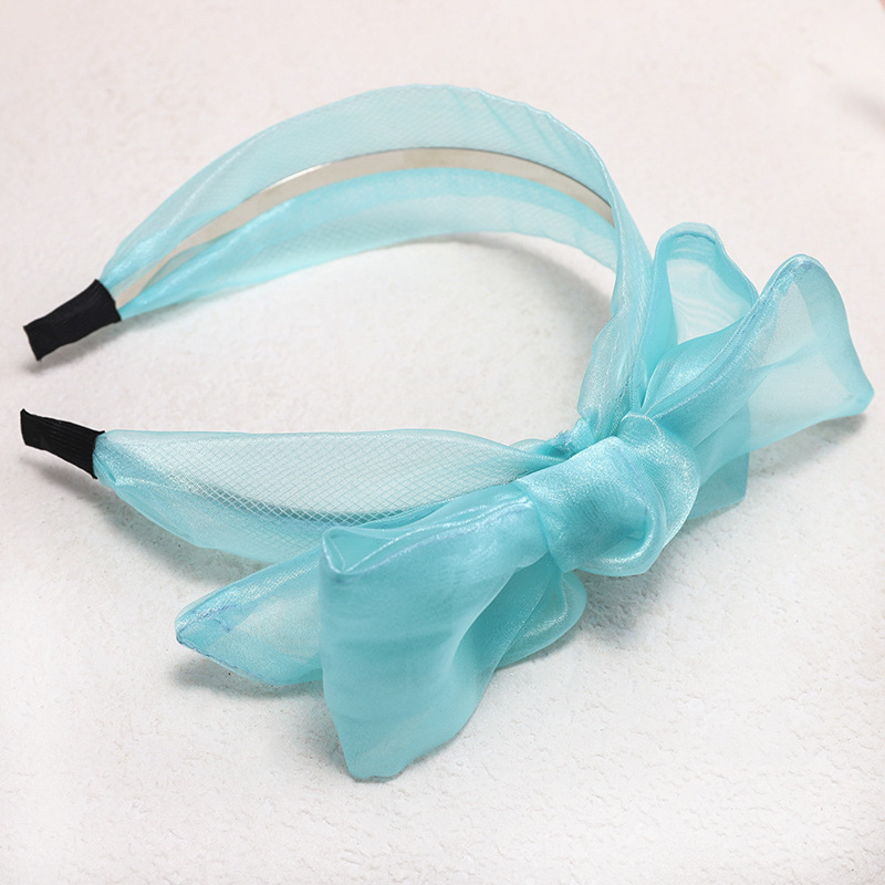 Korean New Style Fashion Silk Yarn Bowknot Wide Mesh Gauze Cheap Headband Wholesale display picture 12