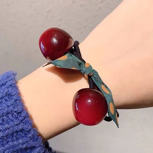 Cherry Korean version of hair elastic rubber band leather headband girl ponytail ball hair circle hair rope ins internet celebrity headwear