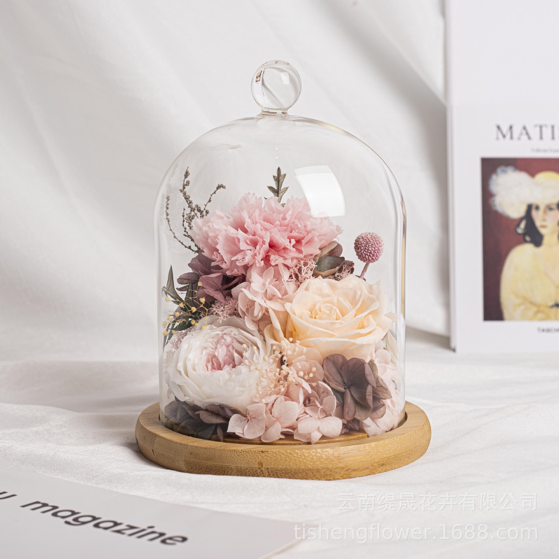 Preserved Flower Carnation Finished Product Teacher's Day Gift Glass Ornament With Exquisite Gift Box Flower Shop Replenishment Payment