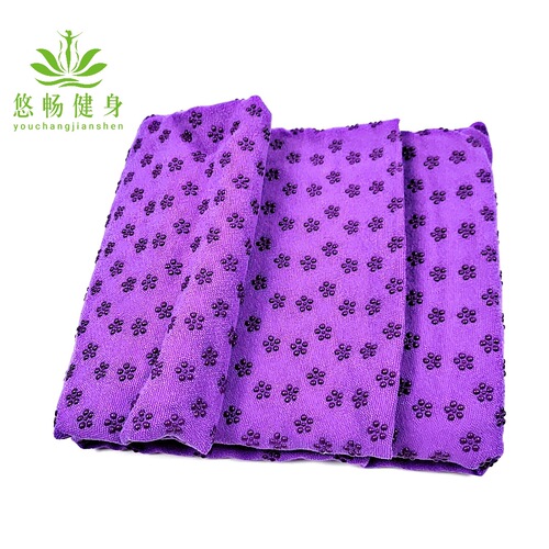 Yoga non-slip microfiber thickened PVC plum blossom dot yoga blanket foldable sweat-absorbent yoga fitness mat