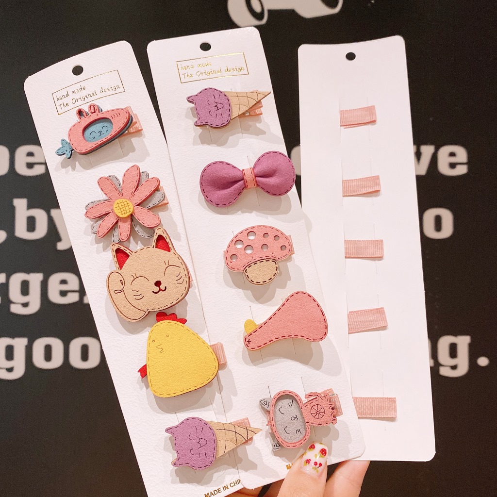 Nuevo estilo coreano linda chica horquilla fruta pequeña combinación de horquilla animal flequillo fresco clip traje de pelo de los niños