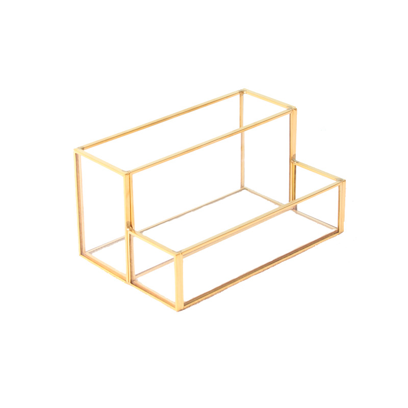 Brass and Glass Cosmetic Organizer - Image 1