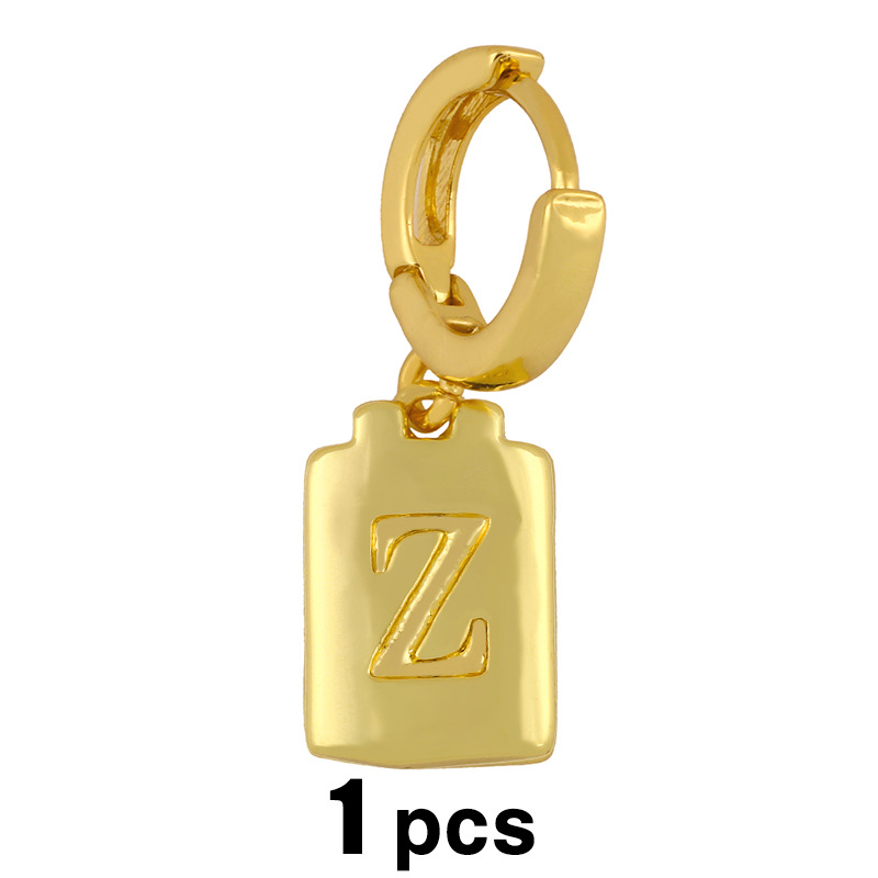 Simple Square Glossy 26 Letter Earrings display picture 17