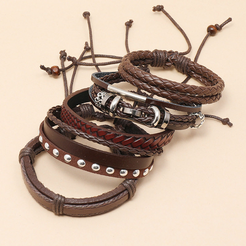 Retro  Handmade Beaded Leather Bracelet
