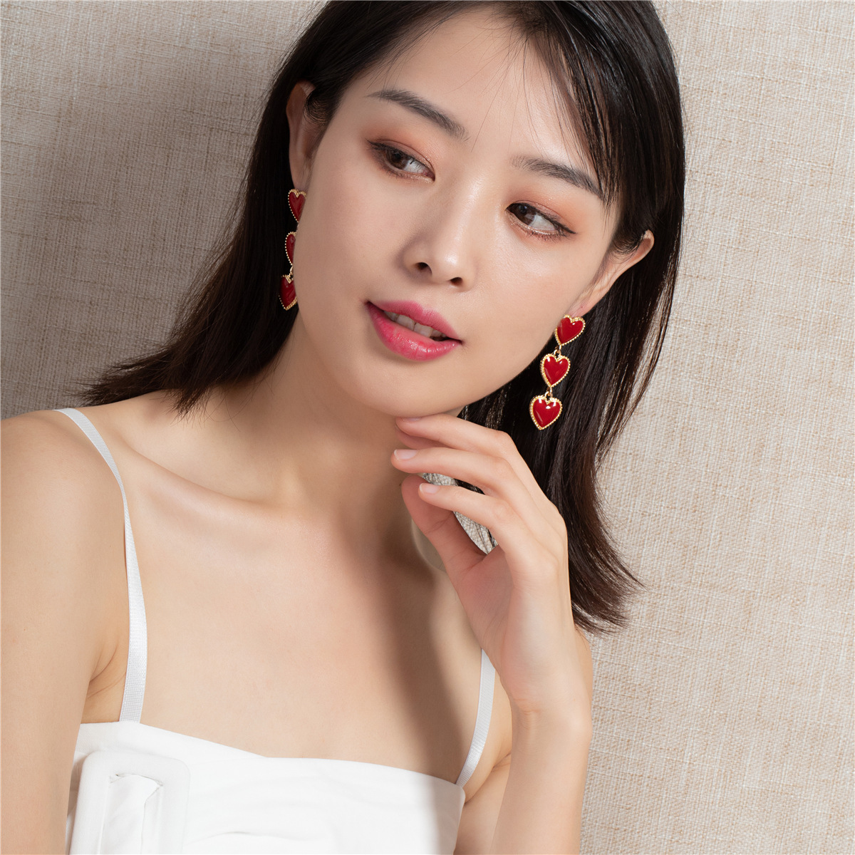 Autumn Heart-shaped Long Tassel Vote Earrings display picture 2