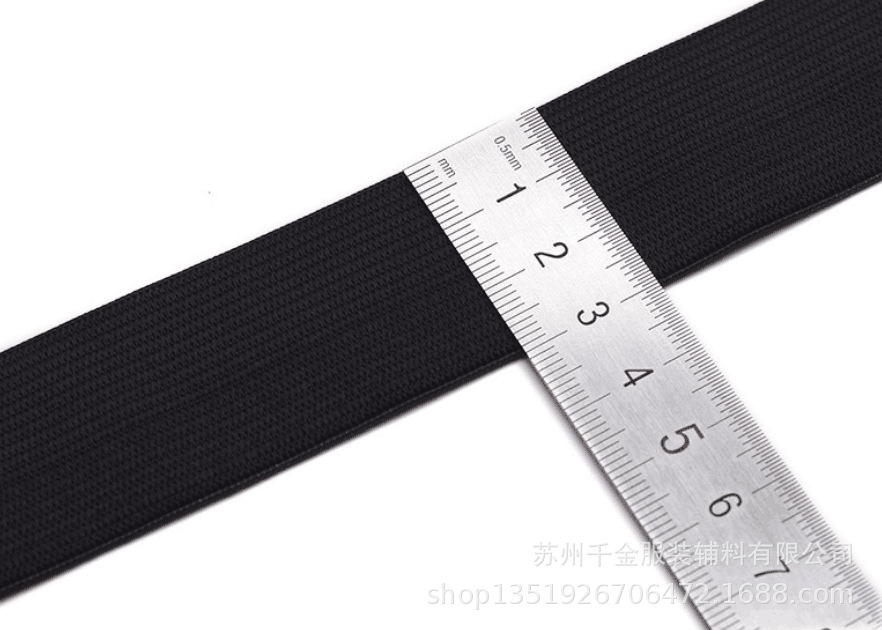 现货黑白3.0厘米松紧带 3.0CM钩编松紧带 裤腰松紧带