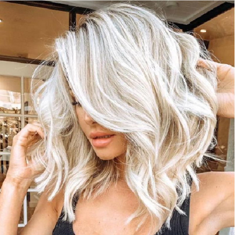 Peluca de las mujeres europeas y americanas hair2023 nueva fábrica de cubierta de cabello de mujer transfronteriza al por mayor de fibra química peluca cabeza cubierta de pelo corto rizado