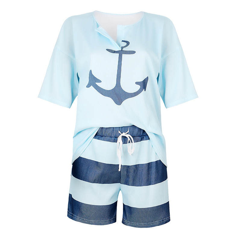 printed two-piece T-shirt shorts home service suit NSZH33164