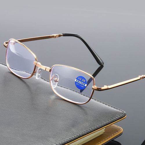 New Metal Full-Rim Folding Blue Light Blocking Reading Glasses Reading Glasses Bifocal Reading Glasses with Case and Belt Clip