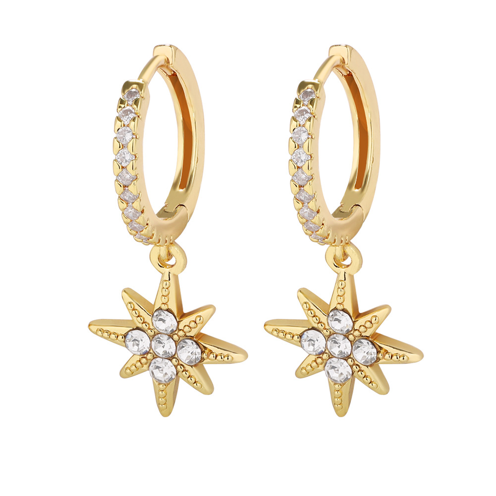 Creative Cute Star Zircon Earrings display picture 7