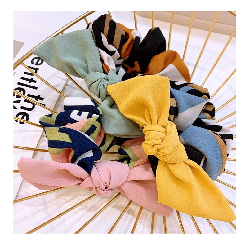 Original Korean Custom Retro English Alphabet Wild Abstract Printing Plain Bow Hair Tie Head Tie Jewelry display picture 5