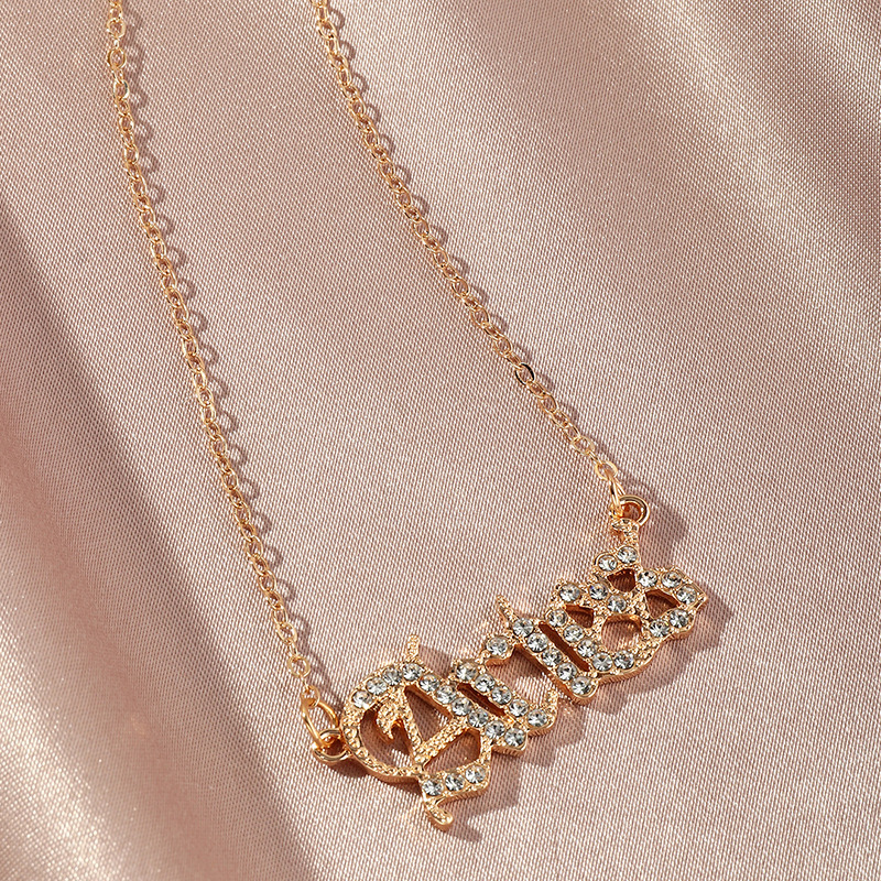 fashion  retro  diamond twelve constellation necklace