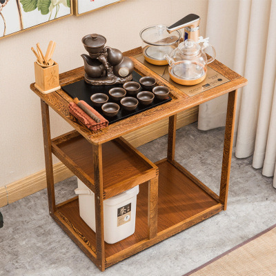 鸡翅木茶车移动茶台家用小茶台简约茶盘茶桌茶具套装一体实木茶柜|ms