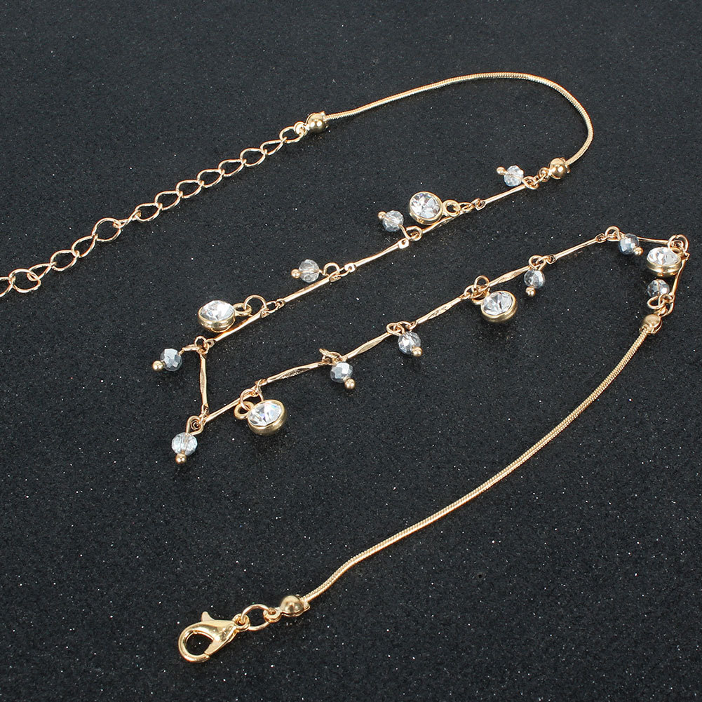 Simple European And American Style Alloy Diamond Inlaid Clavicle Chain Cross-border Personality Retro Gold Necklace Neck Accessories Female 14990 display picture 2