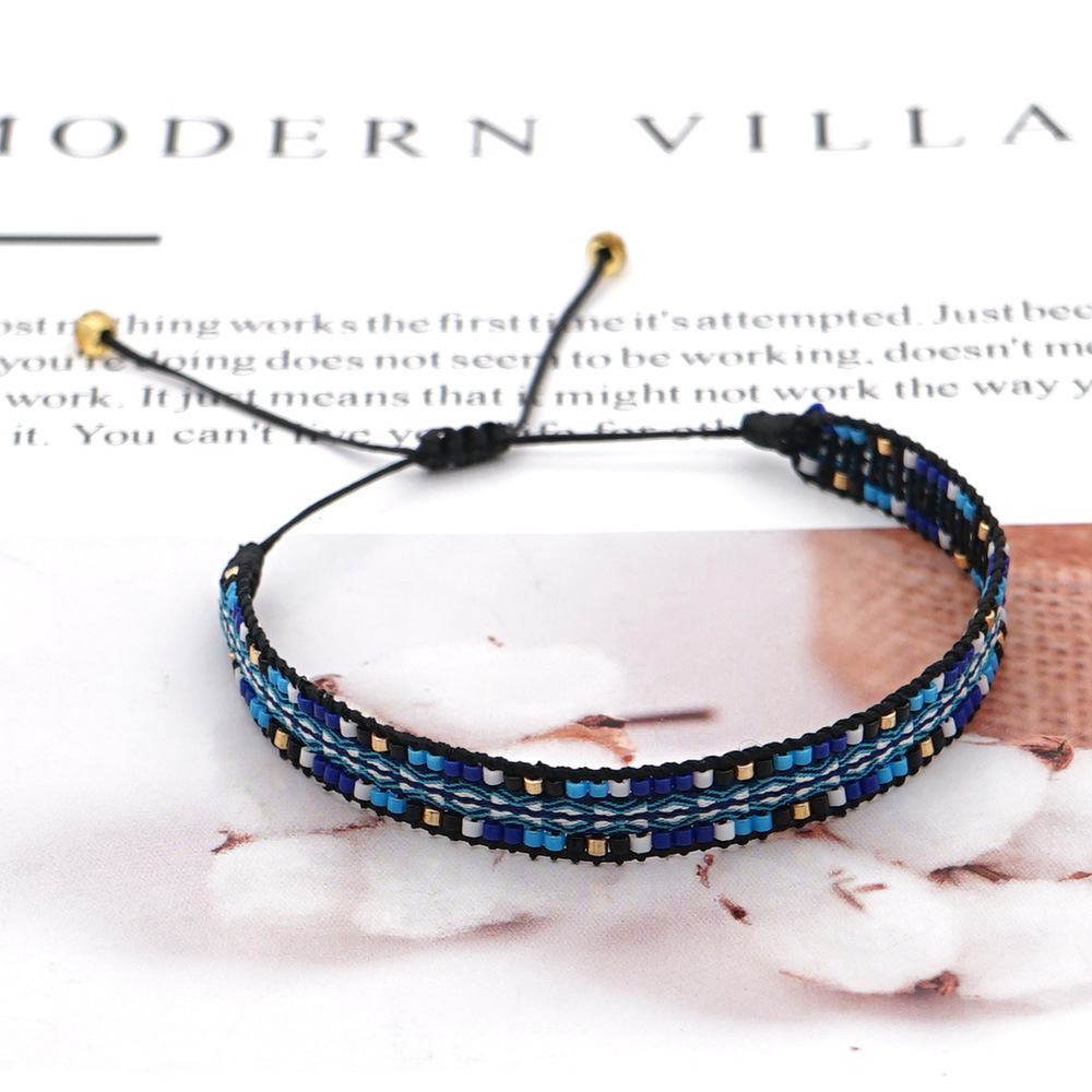 Rice Bead Weaving Bohemian Style Retro Ethnic Style Pattern Ribbon Bracelet display picture 10
