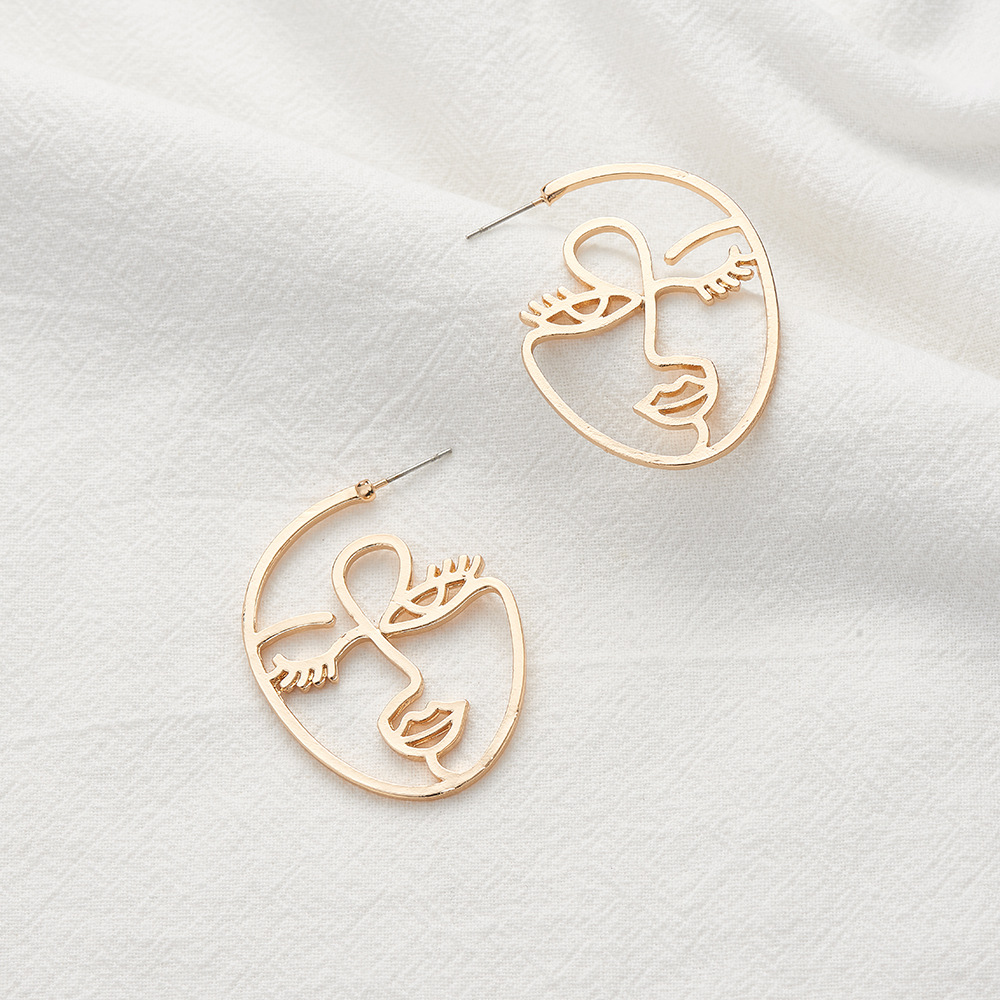 Fashion Simple Alloy Face Earrings Portrait Earrings Wholesale display picture 8