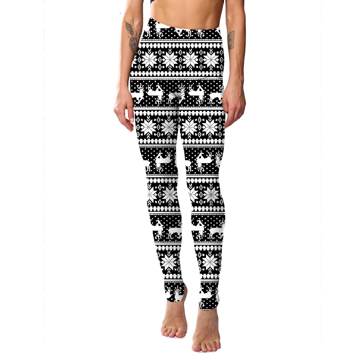 182g Weight Ankle-Length Pants Length Spandex, Polyester Fabric Type High Waist Waist Line Leggings Pants Type Stretchy Elasticity Daily Occasion Breathable Function Skinny Fit Type Christmas Festival Snowflake Pattern Winter, Autumn Season Women'S Gender Simple Style Style Women'S Daily Simple Style Snowflake Ankle-Length Leggings 18
