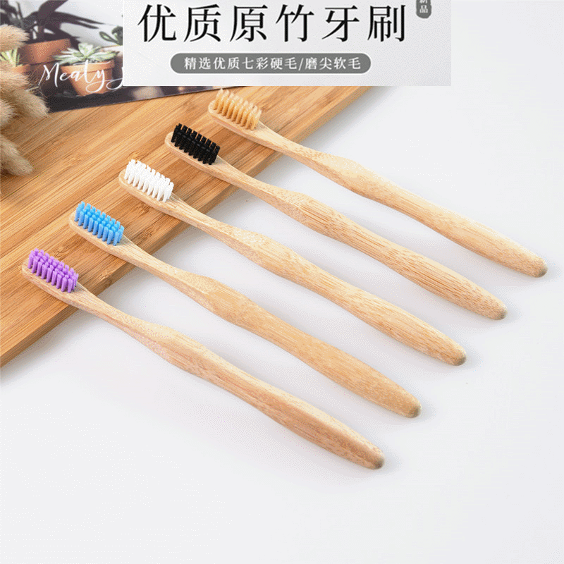 Foreign trade bamboo toothbrush Gourd-type Brush handle Natural bamboo Bamboo handle Soft fur toothbrush customized Logo