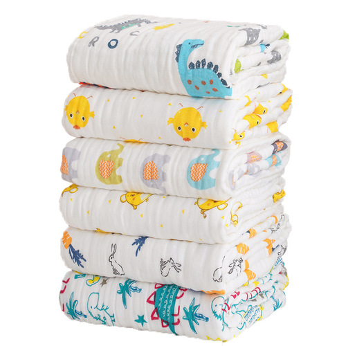 Cross-border high-density six-layer gauze bath towel children's blanket 110*110 soft absorbent baby children's baby cover blanket towel