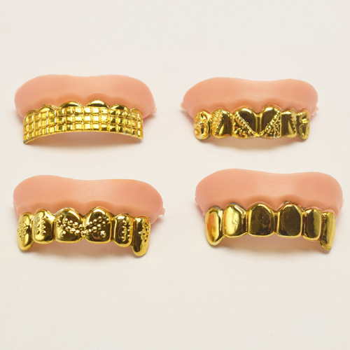 Halloween costume props, electroplated gold and silver dentures, simulated zombie dentures, funny trick braces, trick toys