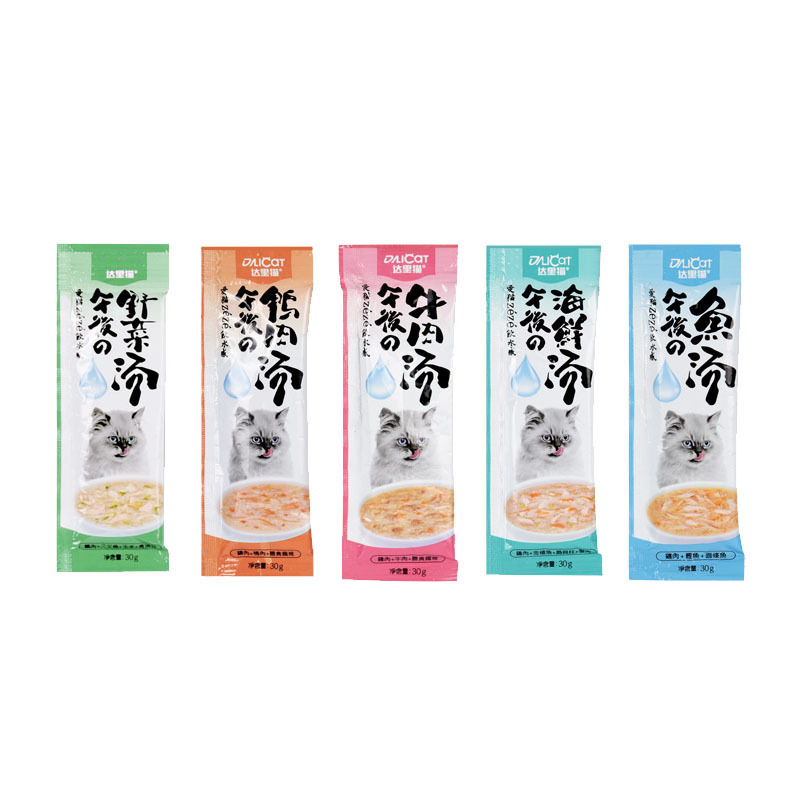 Dari cat afternoon fish soup cat soup liquid cat snacks wet food 30g * 4 bags of sea squeak cat nutrition fish soup