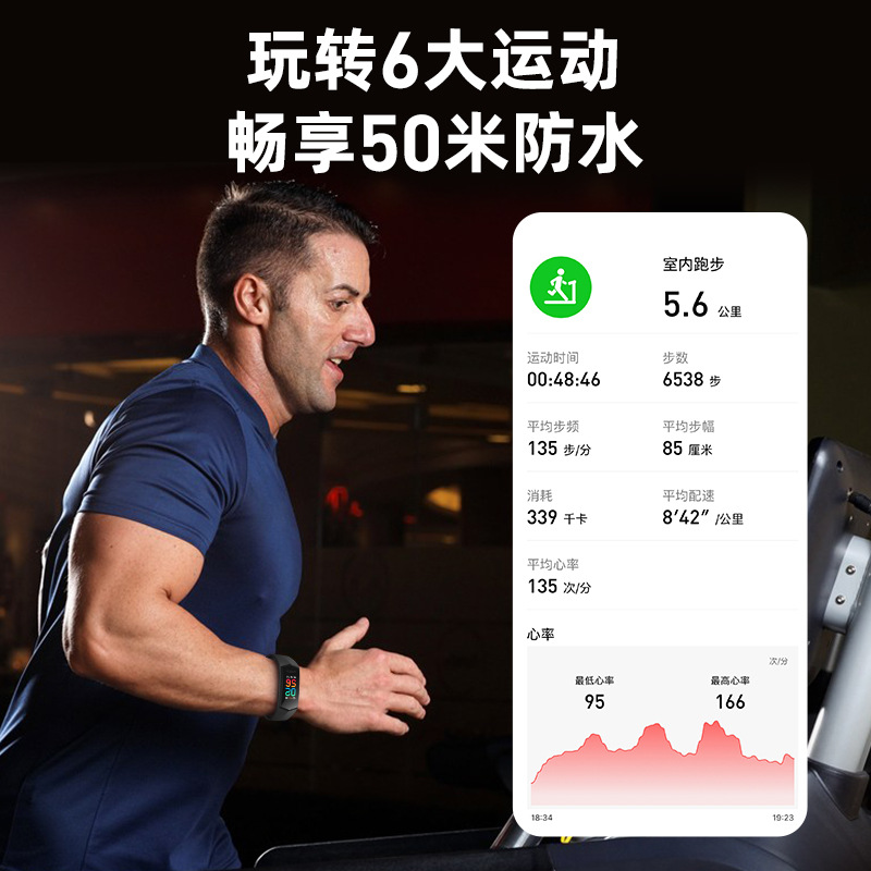 支持SDK微信小程序对接智能手环精准血氧心率体温监测IP68防水