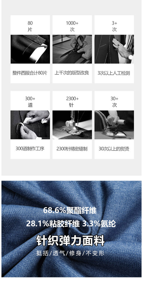 Áo vest nam dệt kim co giãn dáng ôm, tay dài, cổ vest một hàng hai nút — Màu xanh, Màu xám chi tiết 4