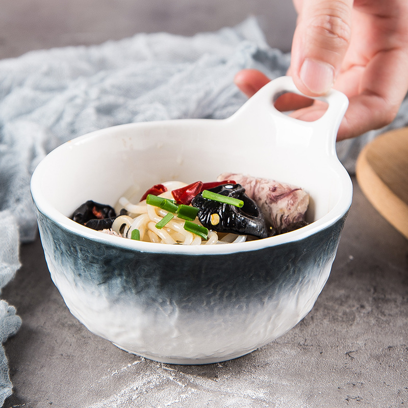 Japonés ins creativo solo oído tazón de cerámica tazón de arroz personalidad hogar sopa tazón ensalada tazón de queso vajilla Nórdica