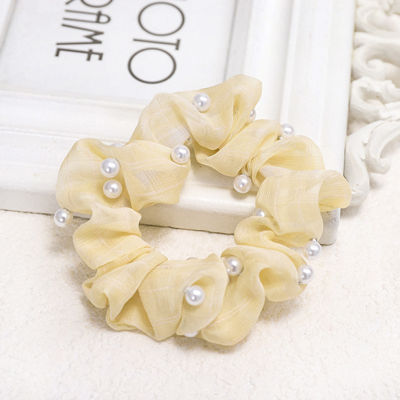 Korea New Lattice Nail Pearl Color Bright Hair Scrunchies Wholesale Nihaojewelry display picture 1